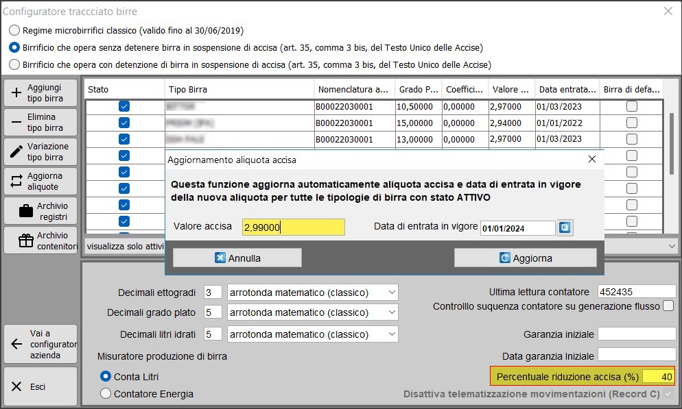 aggiornamento automatico aliquota iva birra j-software